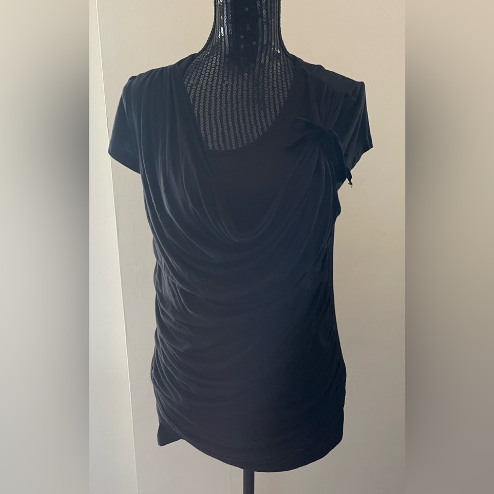 MAC & JAC Black Double Layered Short Sleeve Top Size Large